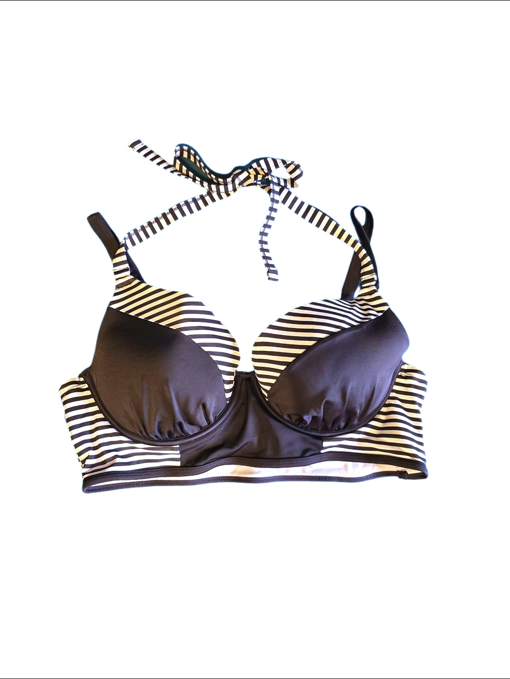 torrid Black and White Striped Halter Bikini Top